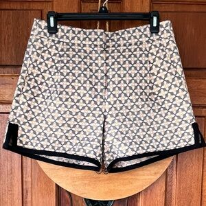 J. Crew High Waist Patterned Shorts - Cream and Black Sz 0